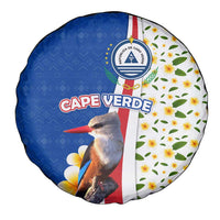 Cape Verde Spare Tire Cover with Kingfisher Bird Floral Flag Spirit