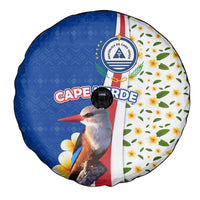 Cape Verde Spare Tire Cover with Kingfisher Bird Floral Flag Spirit