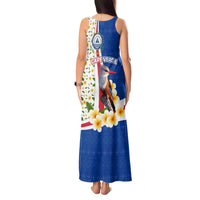 Cape Verde Tank Maxi Dress with Kingfisher Bird Floral Flag Spirit