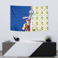 Cape Verde Tapestry with Kingfisher Bird Floral Flag Spirit