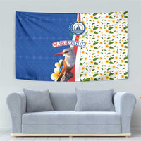 Cape Verde Tapestry with Kingfisher Bird Floral Flag Spirit