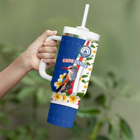 Cape Verde Tumbler With Handle with Kingfisher Bird Floral Flag Spirit