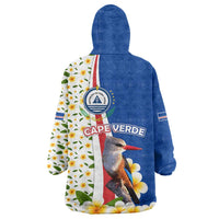 Cape Verde Wearable Blanket Hoodie with Kingfisher Bird Floral Flag Spirit