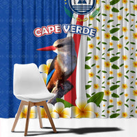Cape Verde Window Curtain with Kingfisher Bird Floral Flag Spirit