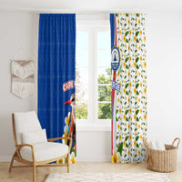 Cape Verde Window Curtain with Kingfisher Bird Floral Flag Spirit