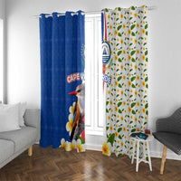Cape Verde Window Curtain with Kingfisher Bird Floral Flag Spirit