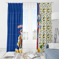 Cape Verde Window Curtain with Kingfisher Bird Floral Flag Spirit