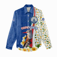 Cape Verde Women Casual Shirt with Kingfisher Bird Floral Flag Spirit