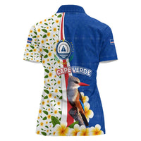 Cape Verde Women Polo Shirt with Kingfisher Bird Floral Flag Spirit