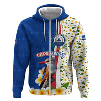 Cape Verde Zip Hoodie with Kingfisher Bird Floral Flag Spirit
