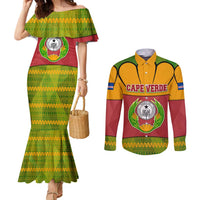 Cape Verde Couples Matching Mermaid Dress and Long Sleeve Button Shirt with One Heart Ten Islands National Emblem Spirit