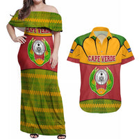 Cape Verde Couples Matching Off Shoulder Maxi Dress and Hawaiian Shirt with One Heart Ten Islands National Emblem Spirit