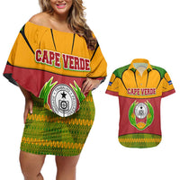 Cape Verde Couples Matching Off Shoulder Short Dress and Hawaiian Shirt with One Heart Ten Islands National Emblem Spirit