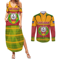 Cape Verde Couples Matching Summer Maxi Dress and Long Sleeve Button Shirt with One Heart Ten Islands National Emblem Spirit