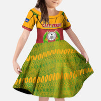 Cape Verde Family Matching Off The Shoulder Long Sleeve Dress and Hawaiian Shirt with One Heart Ten Islands National Emblem Spirit