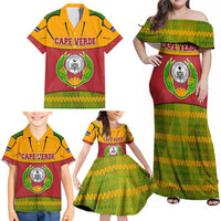 Cape Verde Family Matching Off Shoulder Maxi Dress and Hawaiian Shirt with One Heart Ten Islands National Emblem Spirit