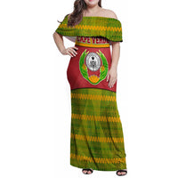 Cape Verde Family Matching Off Shoulder Maxi Dress and Hawaiian Shirt with One Heart Ten Islands National Emblem Spirit