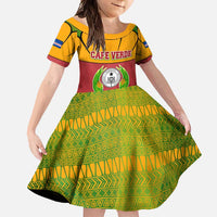 Cape Verde Family Matching Short Sleeve Bodycon Dress and Hawaiian Shirt with One Heart Ten Islands National Emblem Spirit