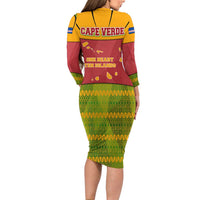 Cape Verde Long Sleeve Bodycon Dress with One Heart Ten Islands National Emblem Spirit