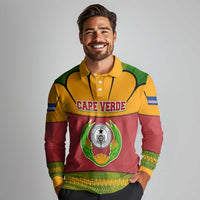 Cape Verde Long Sleeve Polo Shirt with One Heart Ten Islands National Emblem Spirit