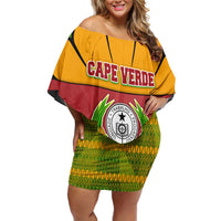 Cape Verde Off Shoulder Short Dress with One Heart Ten Islands National Emblem Spirit