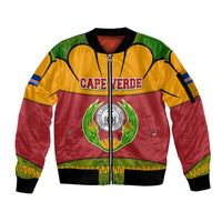 Cape Verde Sleeve Zip Bomber Jacket with One Heart Ten Islands National Emblem Spirit