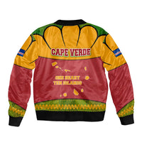 Cape Verde Sleeve Zip Bomber Jacket with One Heart Ten Islands National Emblem Spirit