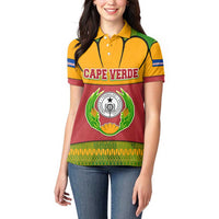 Cape Verde Women Polo Shirt with One Heart Ten Islands National Emblem Spirit