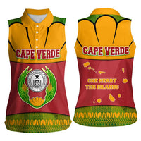 Cape Verde Women Sleeveless Polo Shirt with One Heart Ten Islands National Emblem Spirit