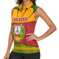 Cape Verde Women Sleeveless Polo Shirt with One Heart Ten Islands National Emblem Spirit