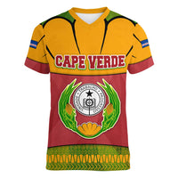 Cape Verde Women V-Neck T-Shirt with One Heart Ten Islands National Emblem Spirit