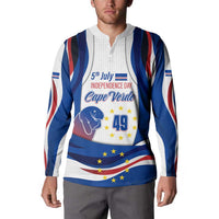 Cape Verde Button Sweatshirt with Independence Day 5th July Flag Celebration Spirit