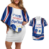 Cape Verde Couples Matching Off Shoulder Short Dress and Hawaiian Shirt with Independence Day 5th July Flag Celebration Spirit