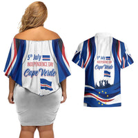 Cape Verde Couples Matching Off Shoulder Short Dress and Hawaiian Shirt with Independence Day 5th July Flag Celebration Spirit