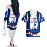 Cape Verde Couples Matching Off The Shoulder Long Sleeve Dress and Hawaiian Shirt with Independence Day 5th July Flag Celebration Spirit