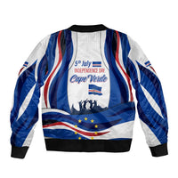 Cape Verde Sleeve Zip Bomber Jacket with Independence Day 5th July Flag Celebration Spirit