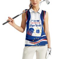 Cape Verde Women Sleeveless Polo Shirt with Independence Day 5th July Flag Celebration Spirit