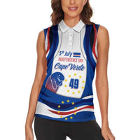 Cape Verde Women Sleeveless Polo Shirt with Independence Day 5th July Flag Celebration Spirit