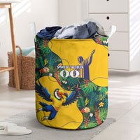Personalized Brazil Soccer Laundry Basket Toucan Football Mascot - Christ the Redeemer - Tropical Floral