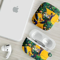 Personalized Brazil Soccer AirPods Case Toucan Football Mascot - Christ the Redeemer - Tropical Floral