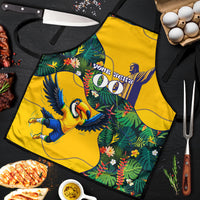 Personalized Brazil Soccer Apron Toucan Football Mascot - Christ the Redeemer - Tropical Floral