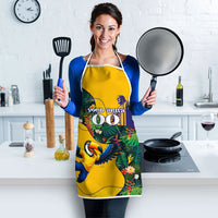 Personalized Brazil Soccer Apron Toucan Football Mascot - Christ the Redeemer - Tropical Floral