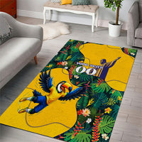 Personalized Brazil Soccer Area Rug Toucan Football Mascot - Christ the Redeemer - Tropical Floral