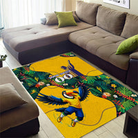 Personalized Brazil Soccer Area Rug Toucan Football Mascot - Christ the Redeemer - Tropical Floral