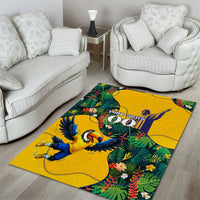 Personalized Brazil Soccer Area Rug Toucan Football Mascot - Christ the Redeemer - Tropical Floral