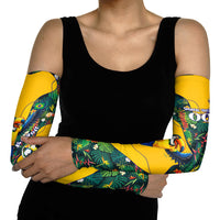 Personalized Brazil Soccer Arm Sleeves Toucan Football Mascot - Christ the Redeemer - Tropical Floral
