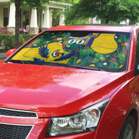 Personalized Brazil Soccer Auto Sun Shade Toucan Football Mascot - Christ the Redeemer - Tropical Floral
