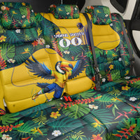 Personalized Brazil Soccer Back Car Seat Cover Toucan Football Mascot - Christ the Redeemer - Tropical Floral