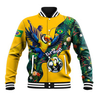 Personalized Brazil Soccer Baseball Jacket Toucan Football Mascot - Christ the Redeemer - Tropical Floral