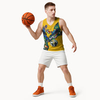 Personalized Brazil Soccer Basketball Jersey Toucan Football Mascot - Christ the Redeemer - Tropical Floral